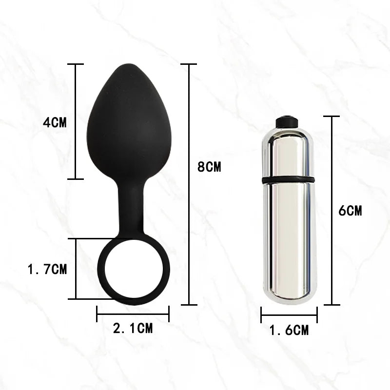 Silicone Anal Plug with Vibrating Bullets
