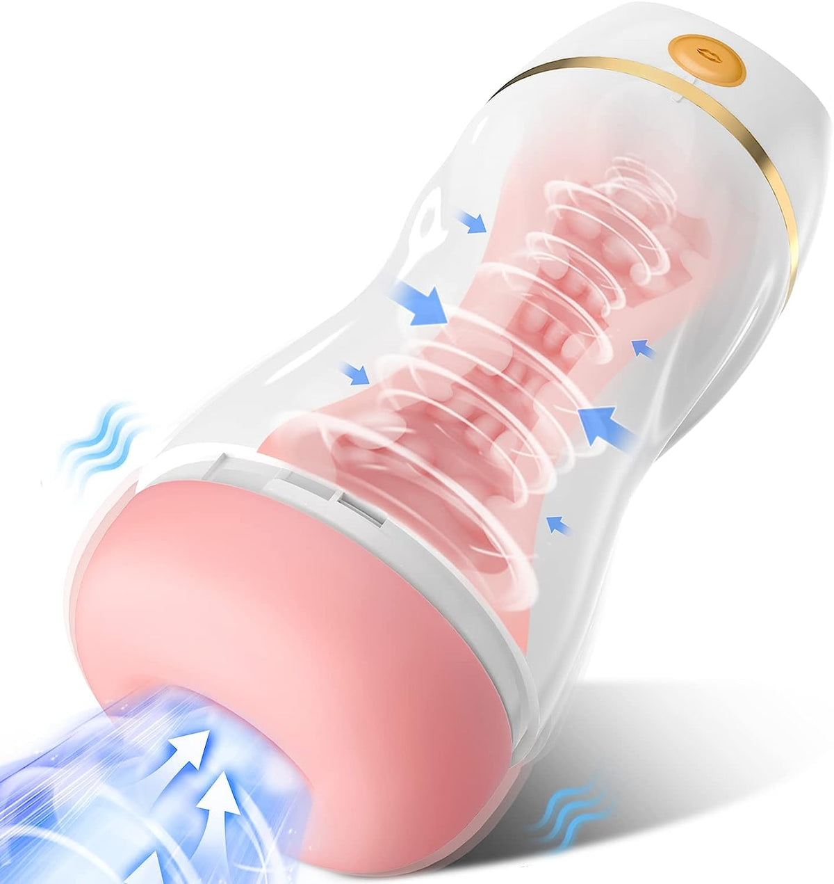 EINSEO Automatic Sucking Male Masturbators - Upgraded 7 Vibration & Suction Hands Free Pocket Pussy Male Stroker with 3D Realistic Textured, Blowjob Toy Mens Adult Male Sex Toys for Men (Black)