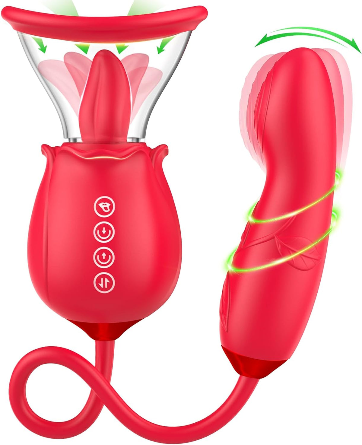 Rose Sex Toy for Womens Sex - 3in1 Upgrade Rose Sex Stimulator for Women with 7 Tongue Licking & 3 Thrusting Vibrator Dildo Adult Sex Toys for Couples G Spot Vibrators Clitoral Nipple