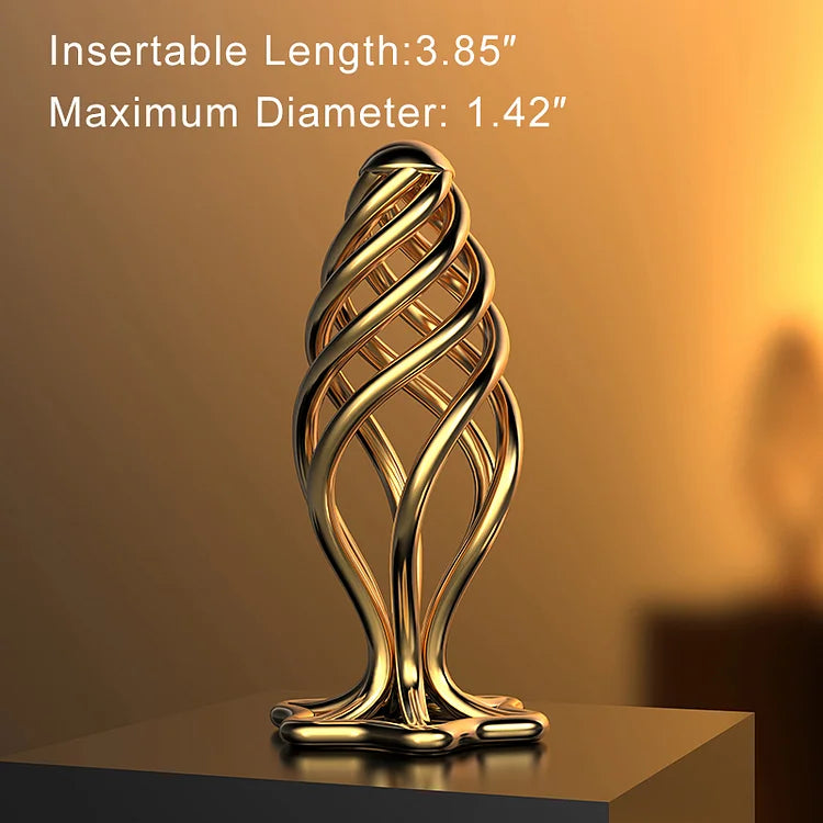 Lockink Hollow Spiral Gold Stainless Steel Anal Plug