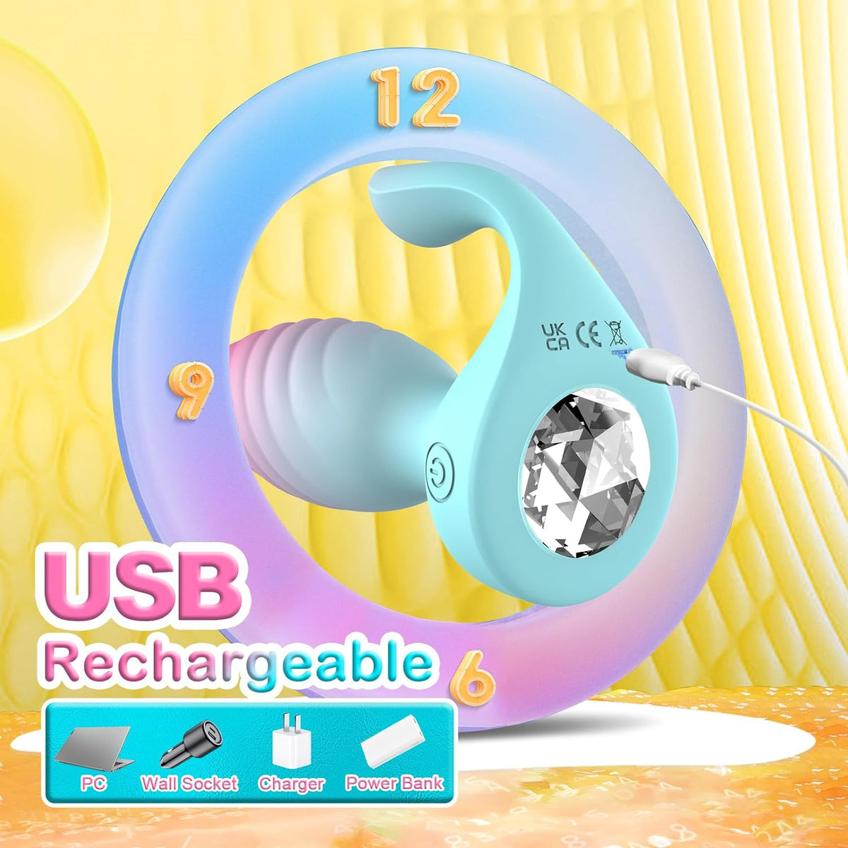 2 in 1 Remote Control Adult Sex Toys Anal Plug Stimulator with 10 Vibrating Frequencies, Dual Motors with Crystal Diamond
