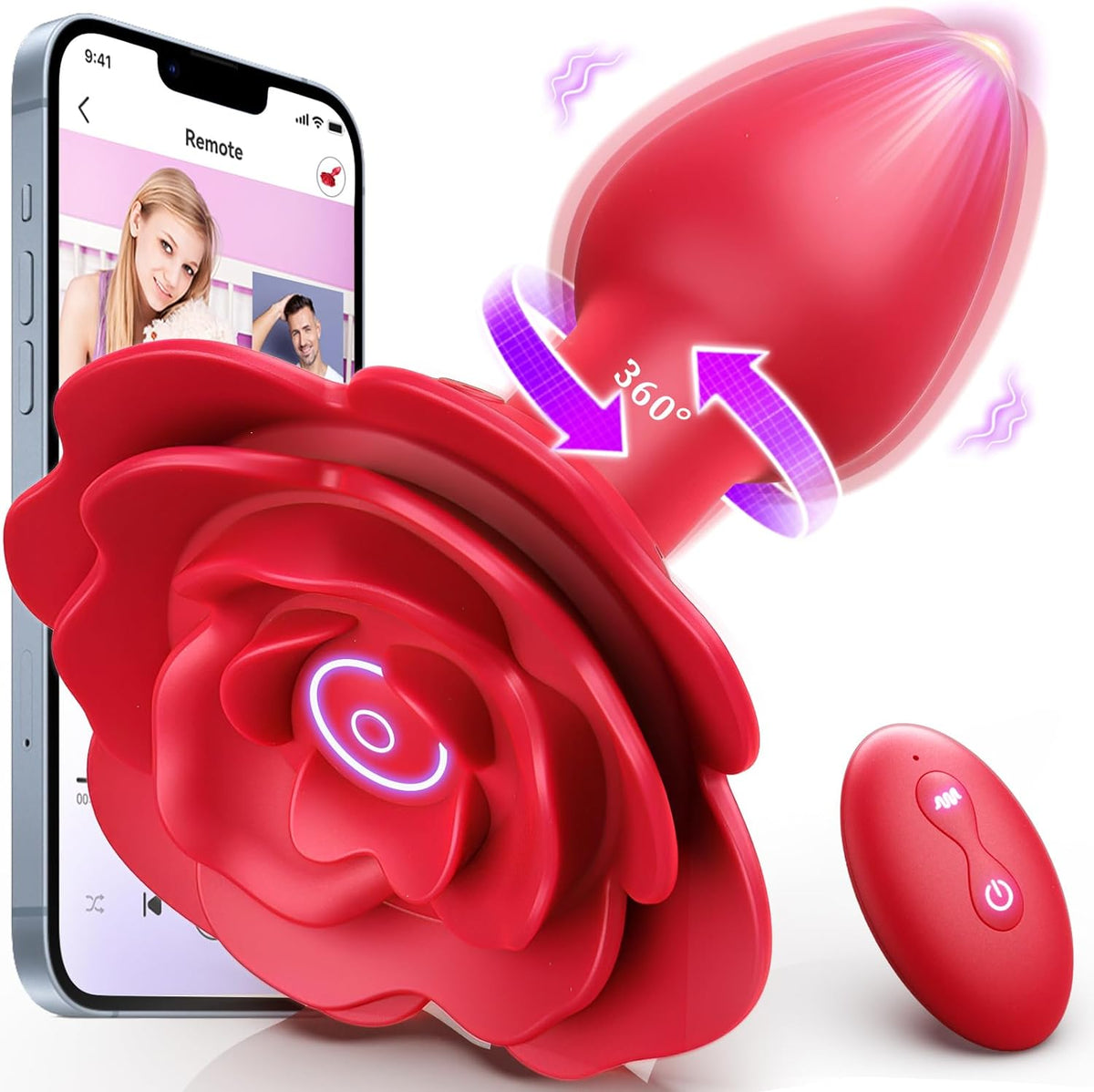 Adult Sex Toys for Men Prostate Massager - Games Vibrators Remote Control, Adult Toys Anal Plug Vibrating Butt Plug with 9 Vibrating Rotation Mode, Anal Toys Vibrator Mens Women