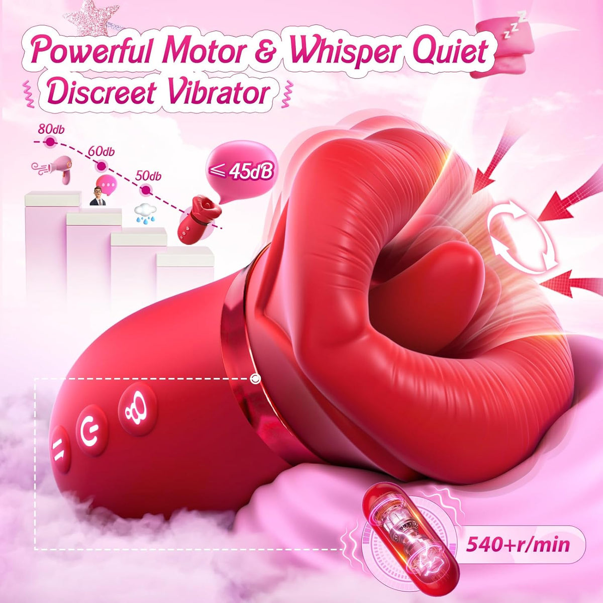 Vibrator Adult Sex Toys for Women - 4IN1 Mouth Sucking Vibrator Rose Sex Toy,Anal Toys Clit Nipple Vibrators Female Couples Sex Toys