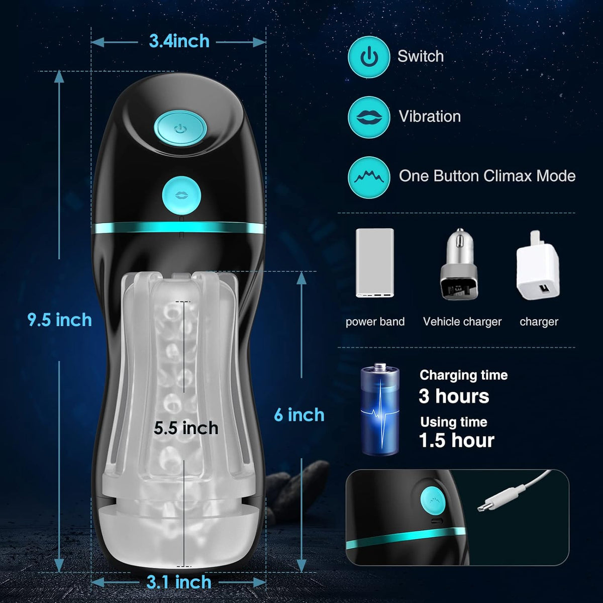 Bullfighter Auto Sucking Blowjob Toy Masturbator Hands Free Pocket Pussy Stroker - Upgraded 7 Vibration & Suction