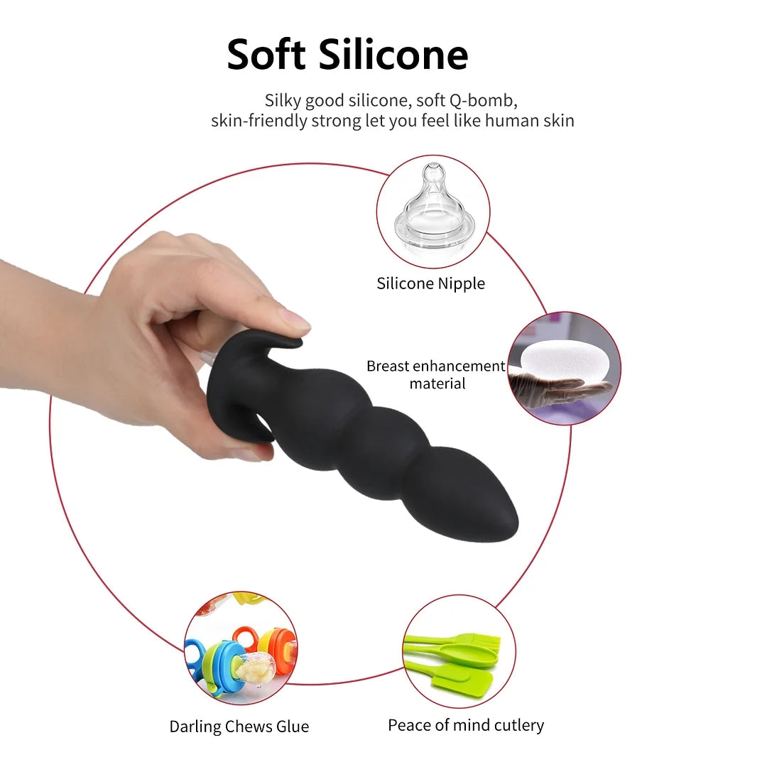 Expandable Butt Plug Silicone Inflatable Anal Beads