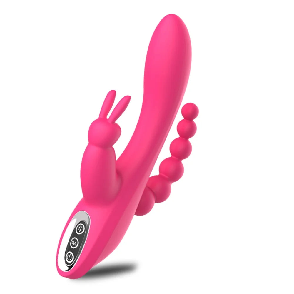 G Spot Dildo Rabbit Vibrator with 3-in-one function
