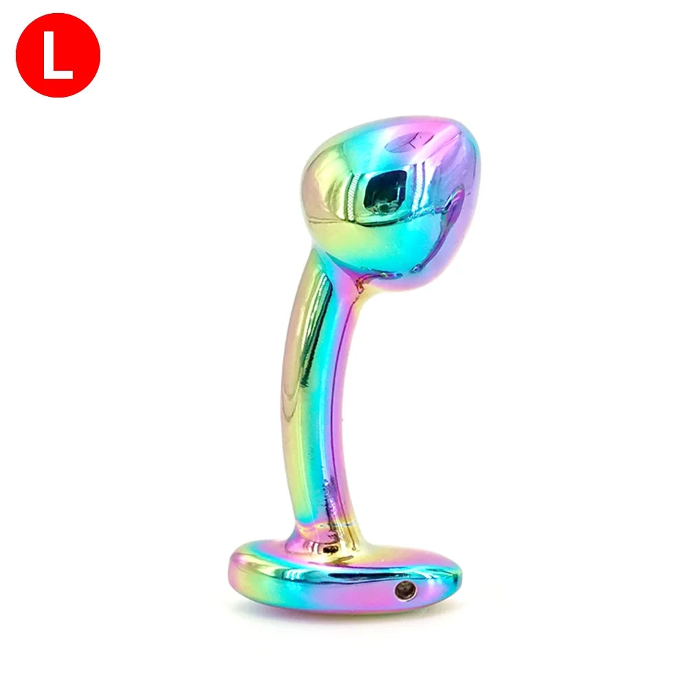 Colorful Temperature Play Aluminum Alloy Butt Plug Prostate Massager