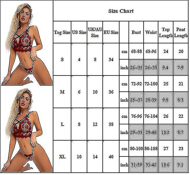 Red Rose Two Piece Sexy Bra and Panty G-string Thong Set