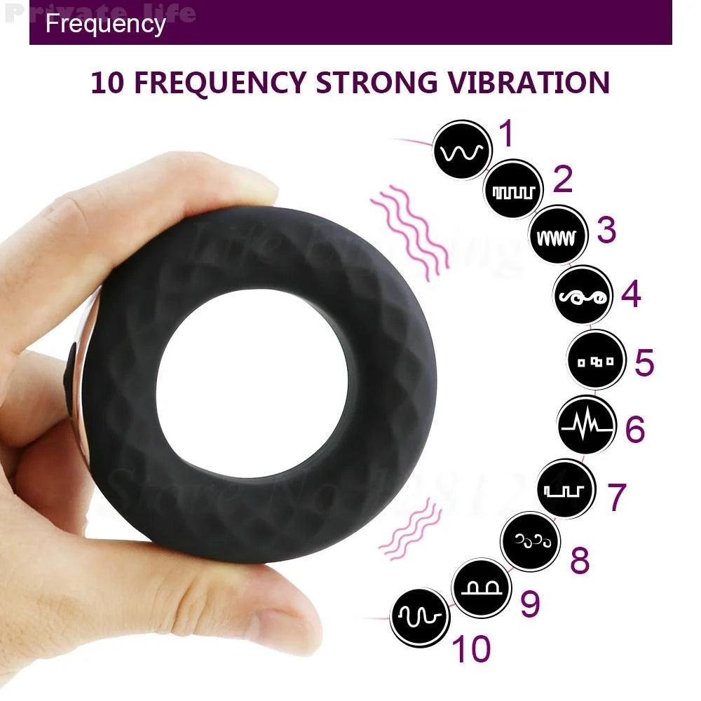 Silicone Penis Vibrating Ring Clit Delay Ejaculation Erection Cock Lock Rings Penis Long Lasting Vibrators