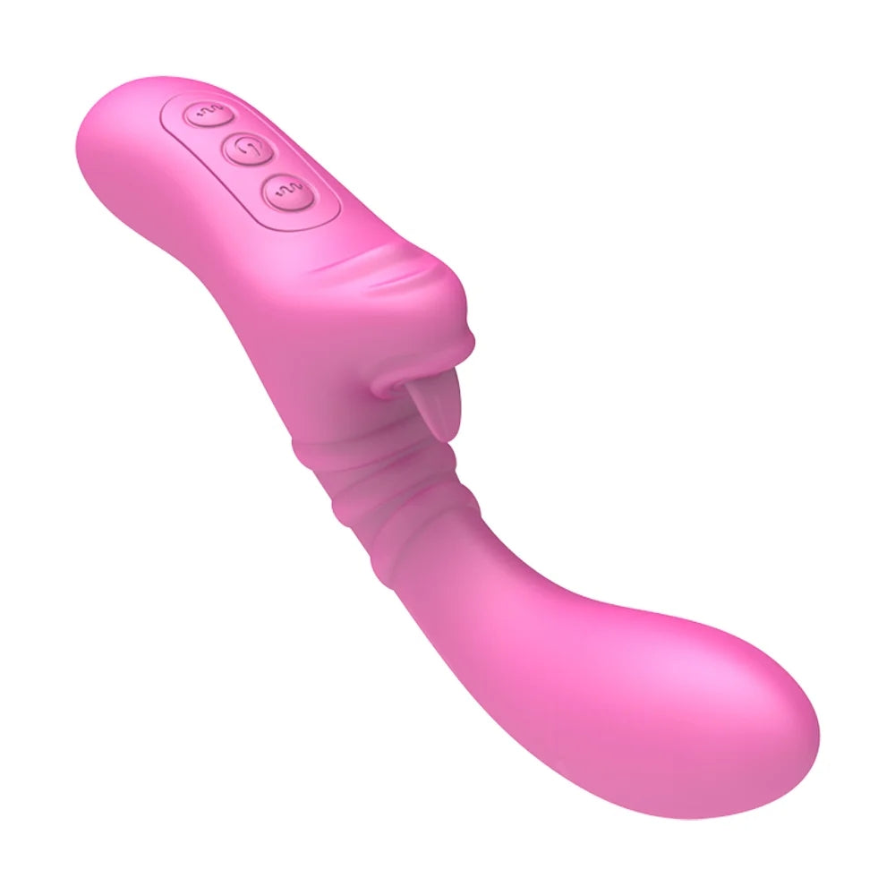 10 Frequency Wiggle Dildo Vibrator Clitoris Tongue Licking G-spot Massager
