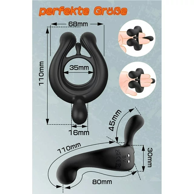 S-Hande S369 Remote Control Silicone Dual Penis Ring Vibrator - 9 Vibration Modes