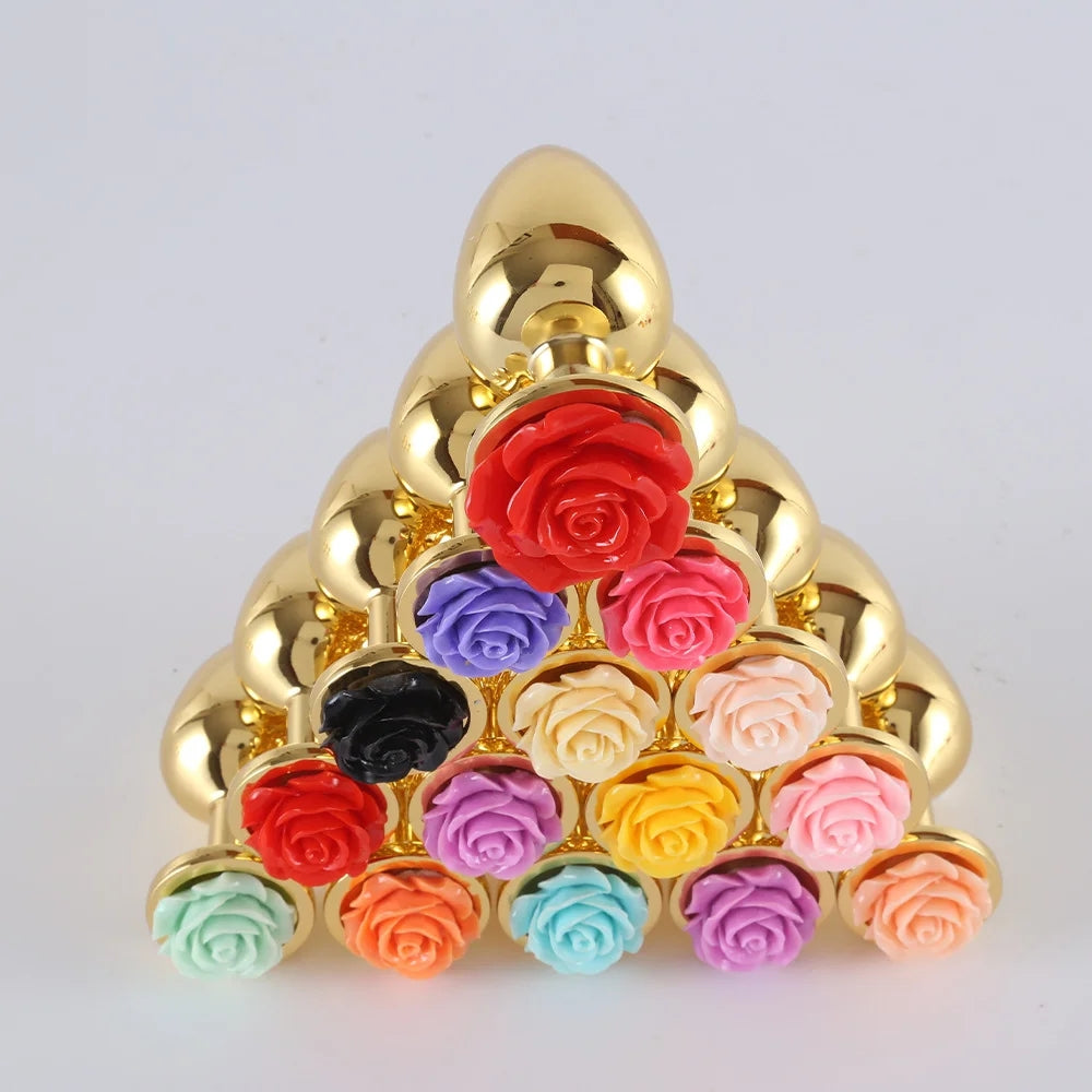 Rose Butt Plug, Flower Metal Anal Toy