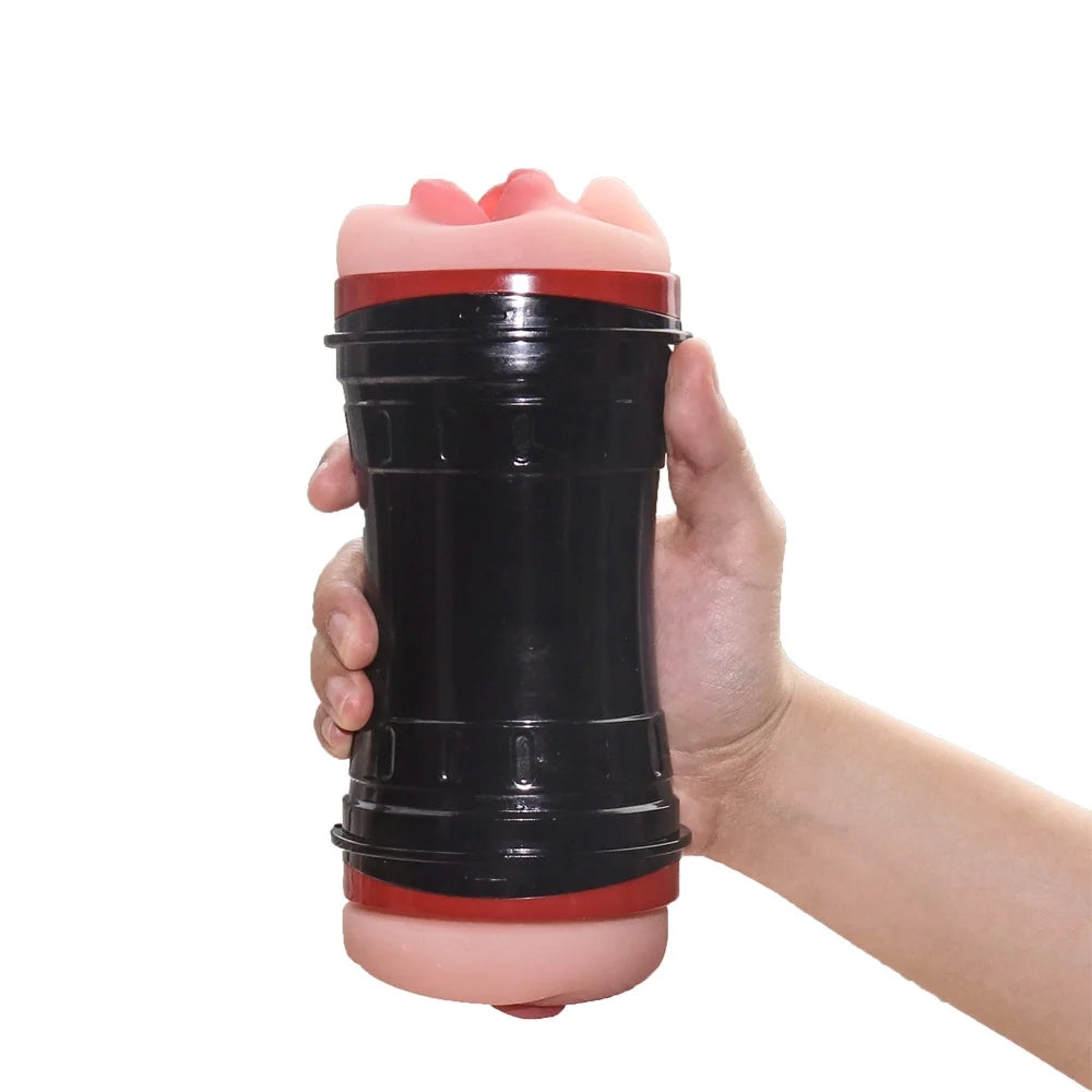 Transparent Double Holes Vibrating Masturbation Cup