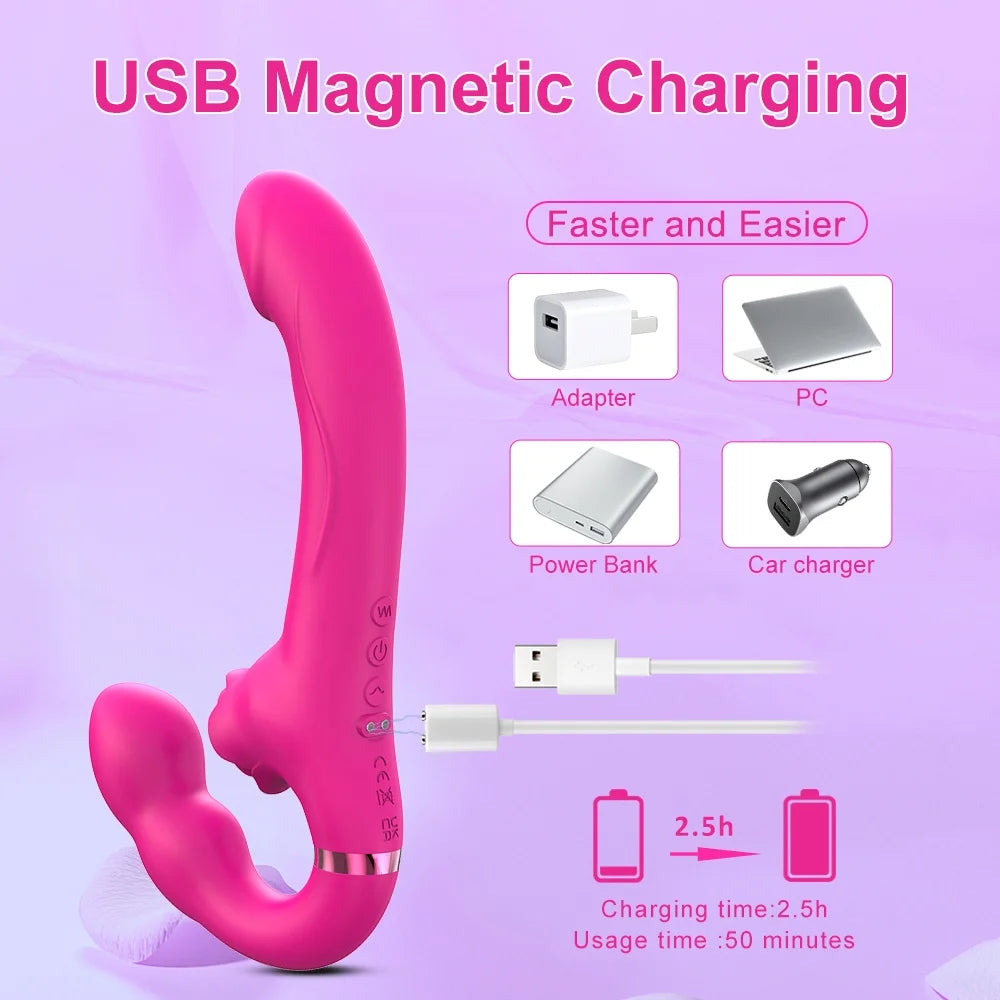 3-in-1 Rose Clit Stimulator Dual Motor Shock Panty Vibrator