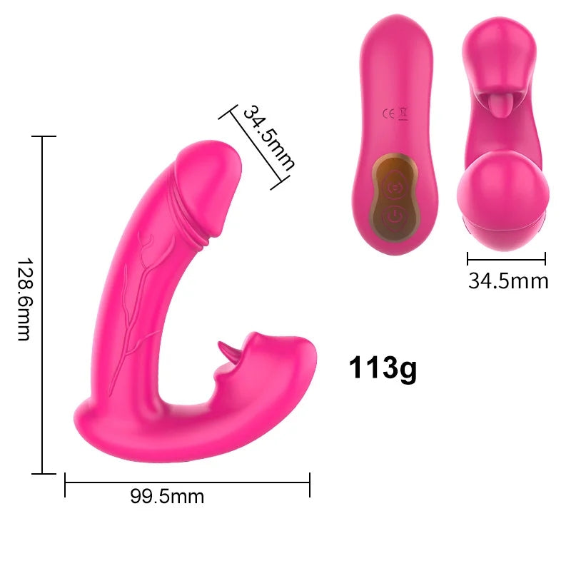 Wireless Remote Control Tongue Vibrator Wearable Vibrating Dildo