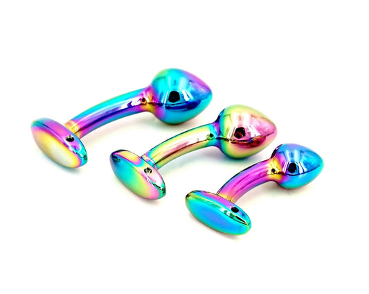 Colorful Temperature Play Aluminum Alloy Butt Plug Prostate Massager