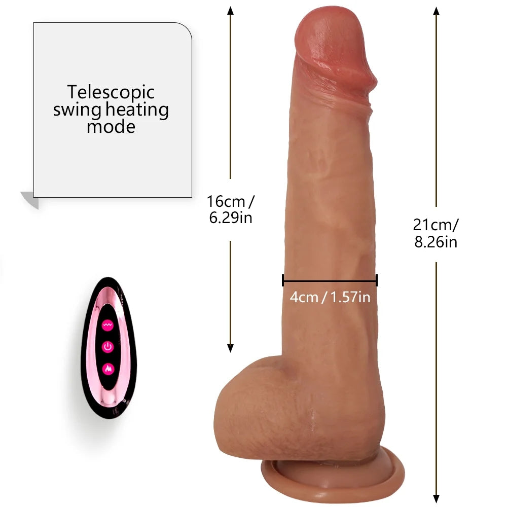 Heating Retractable Rocking Vibrating Dildo