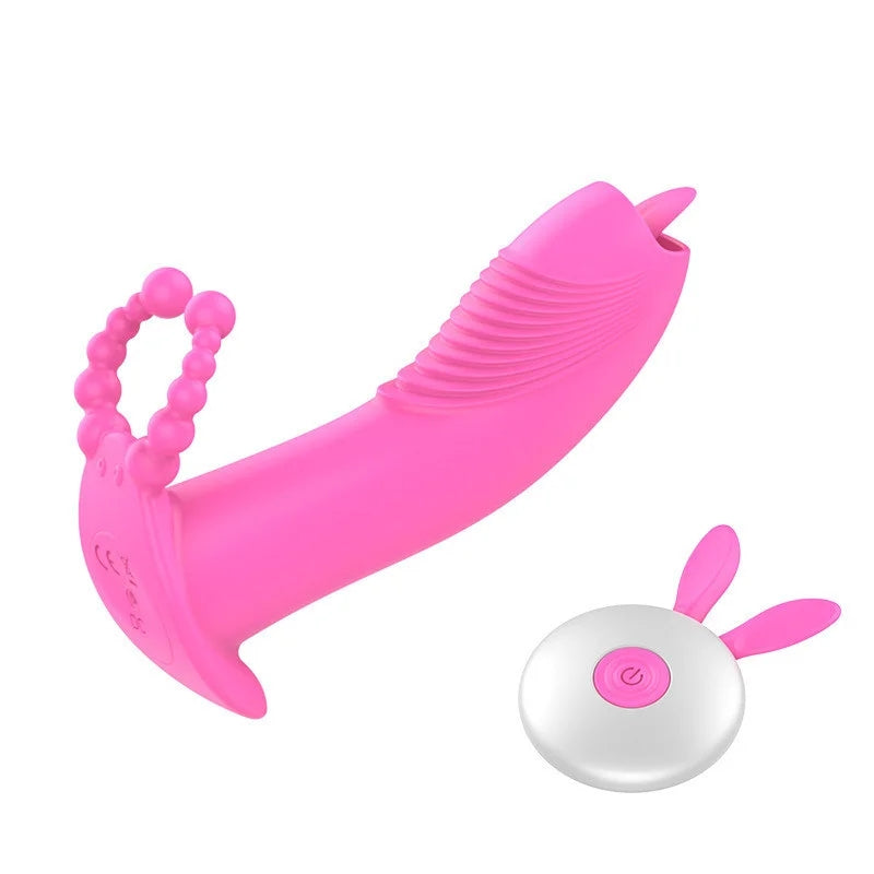 Cute Rabbit Invisible Wearing Remote Control Tongue Licking Vibrator