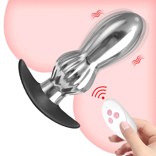 10 Modes Vibration Metal Anal Beads Butt Plug Prostate Massager Remote Control Vibrator