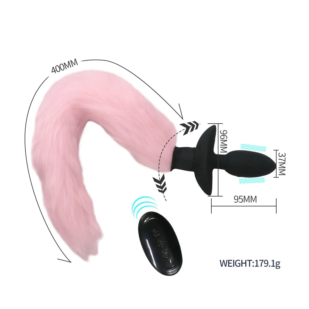 Wireless Remote Control Fox Tail Vibration Anal Plug