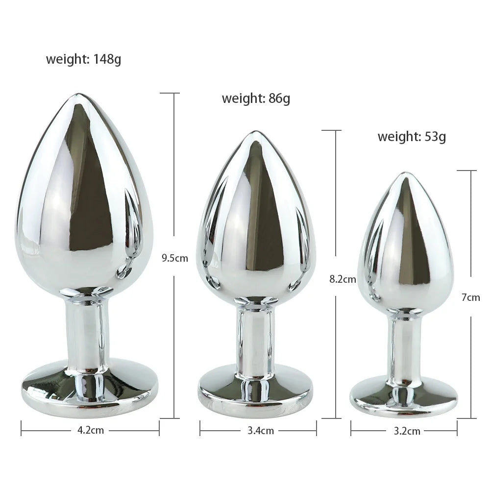 Stainless Steel Anal Butt Plug Fantasy Sex Bondage Anal Stimulation Toy