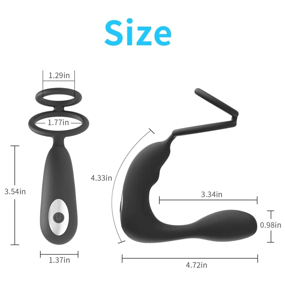 4-in-1 Vibrating Prostate Massager With Penis Rings