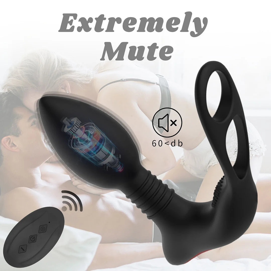 Prostate Massager Anal Vibrator Double Ring Butt Plug Wireless Remote