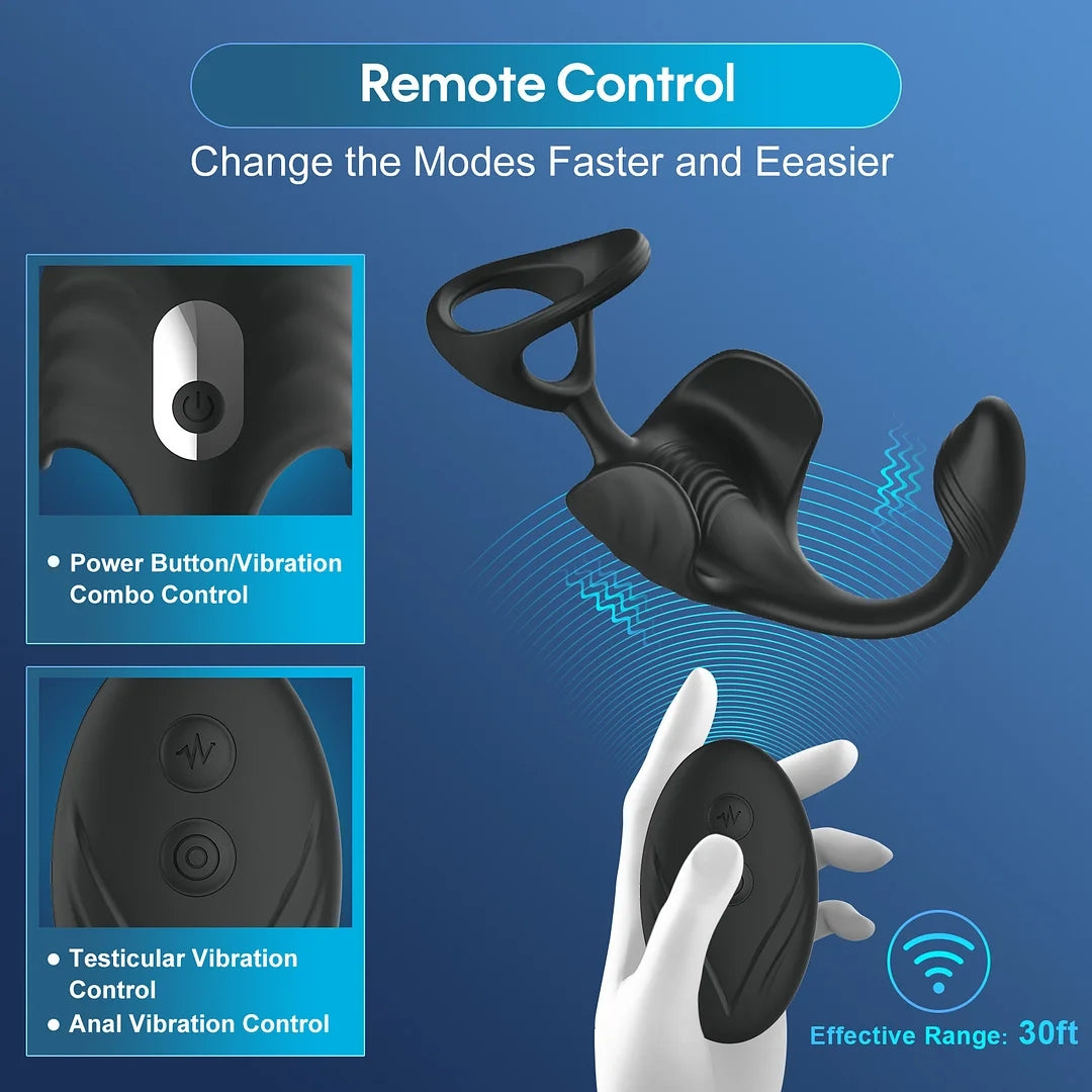 3-in-1 Vibration Testicle Prostate Massager With Penis Ring