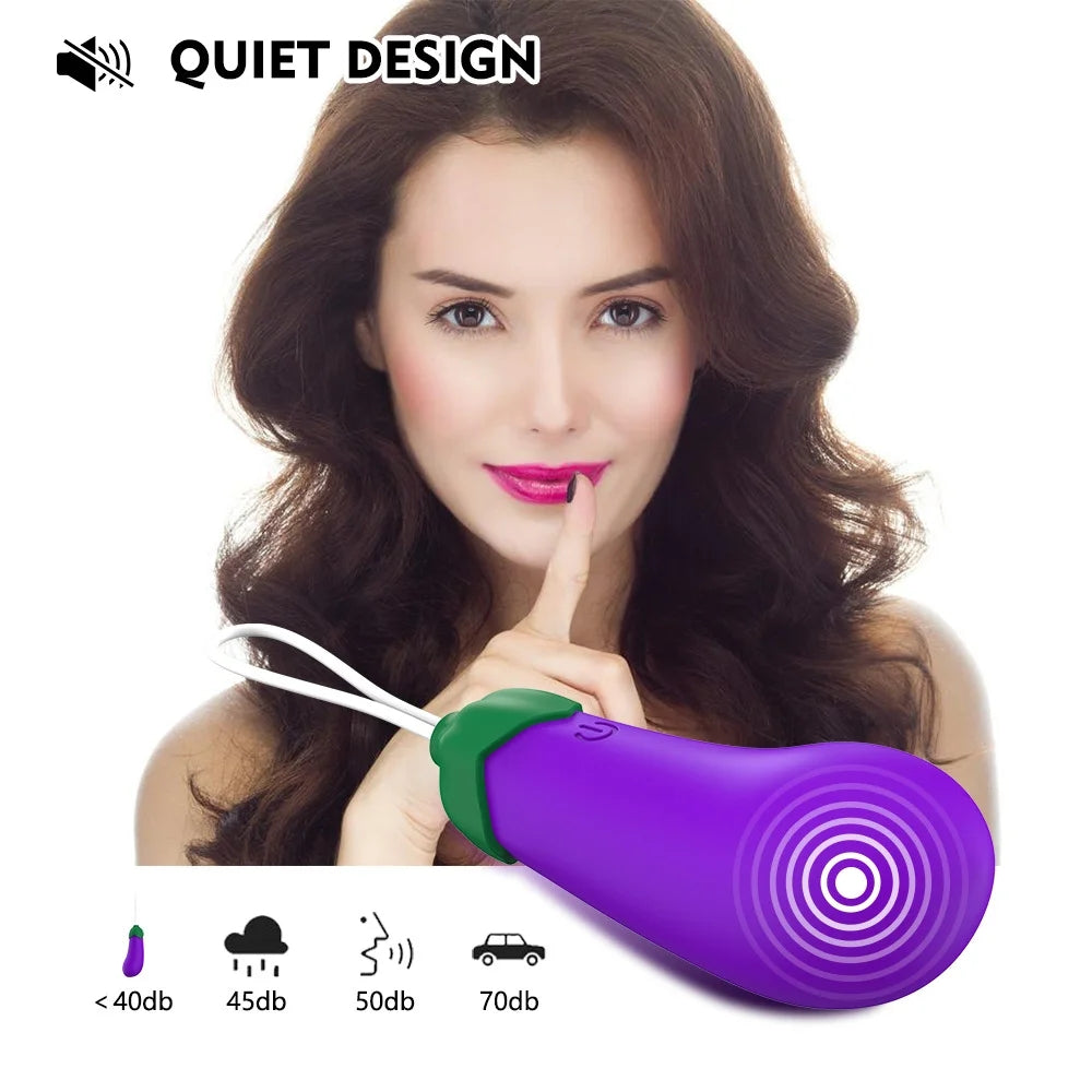 Wireless Remote Control Warming Eggplant Vibrator