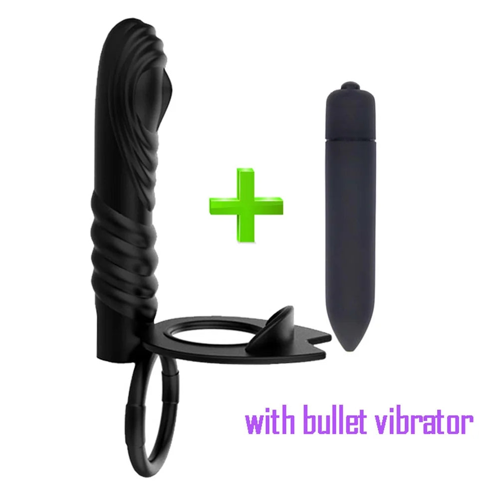 Vibrating Double Cock Rings Vibrator For Couples