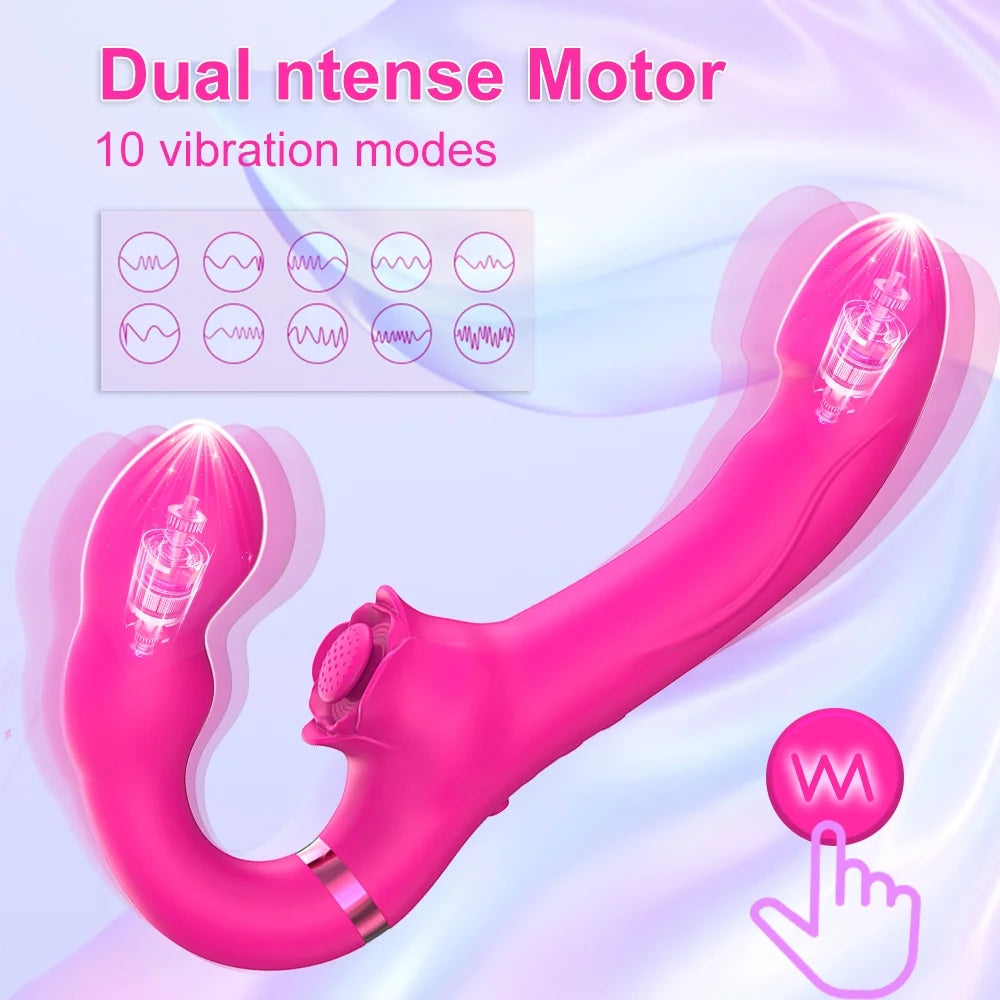 3-in-1 Rose Clit Stimulator Dual Motor Shock Panty Vibrator