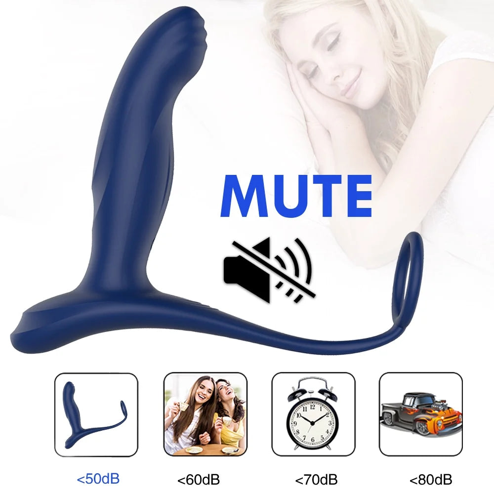 Male Prostate Massage Anal Plug Vibrator With Penis Ring