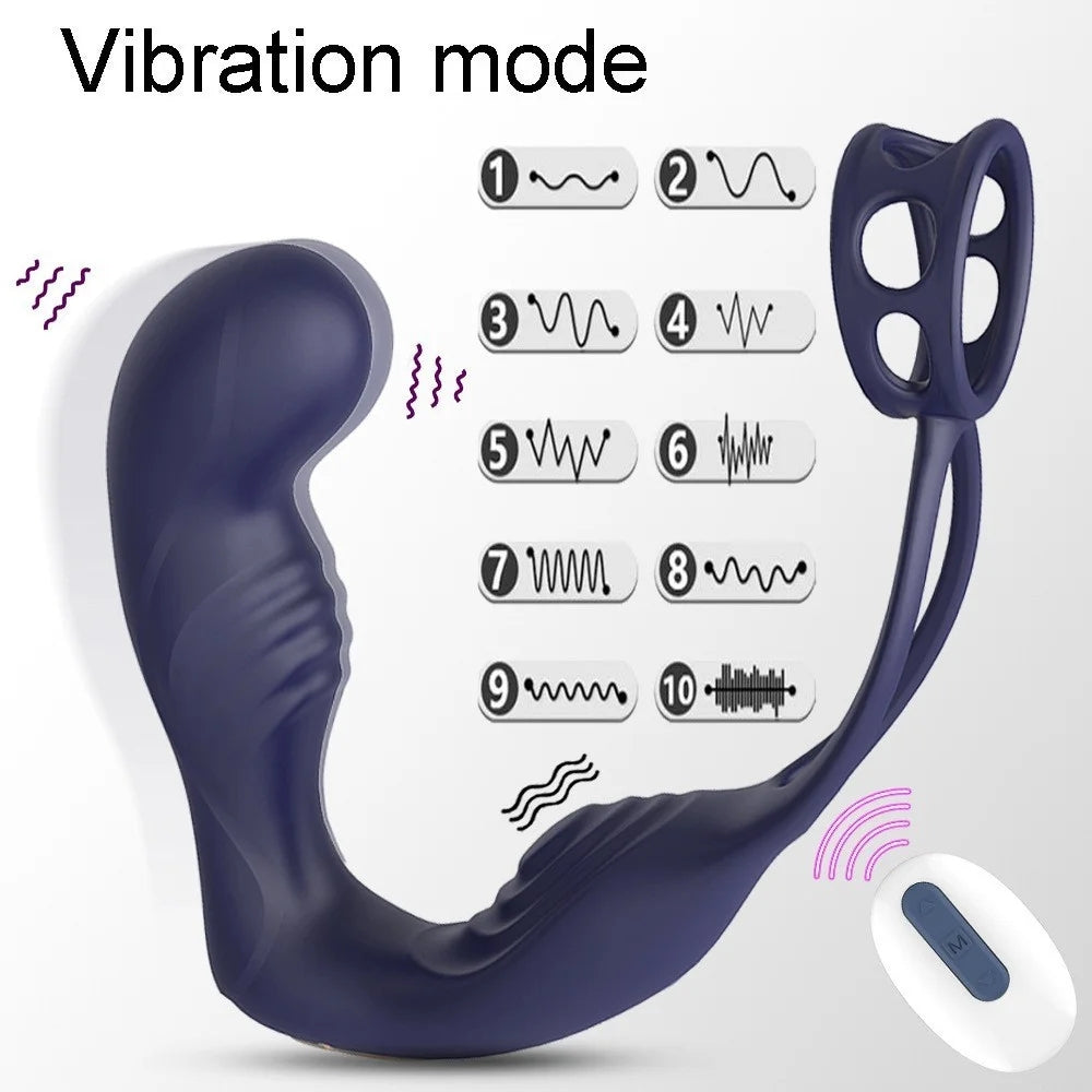 Vibrating Prostate Massage With Double Penis Ring