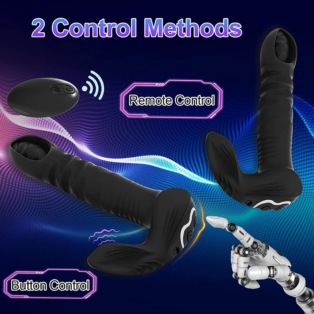 Remote Control Thrusting Anal Butt Plug Vibrator Thrusting Dildo G Spot Clitoris Stimulator