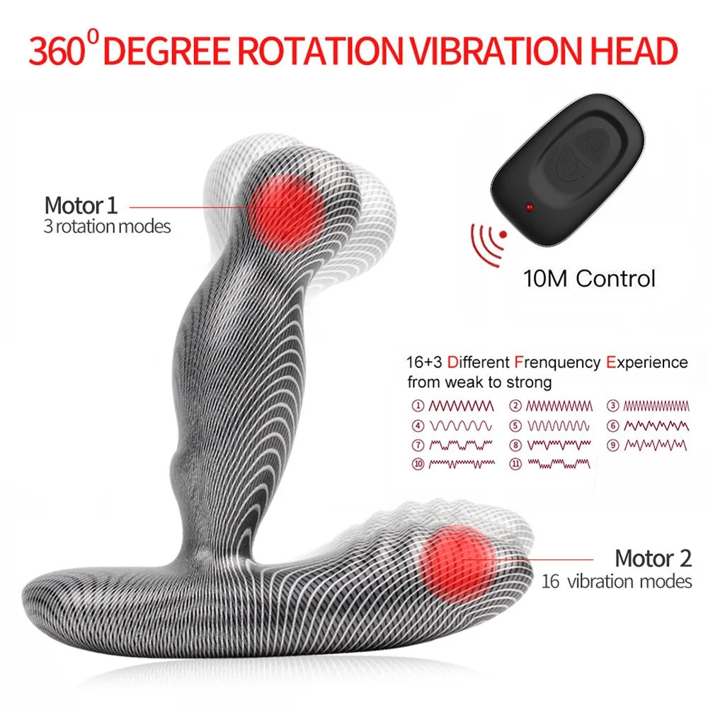 Wireless Remote Control Rotating Anal Vibrator Male Prostate Massager