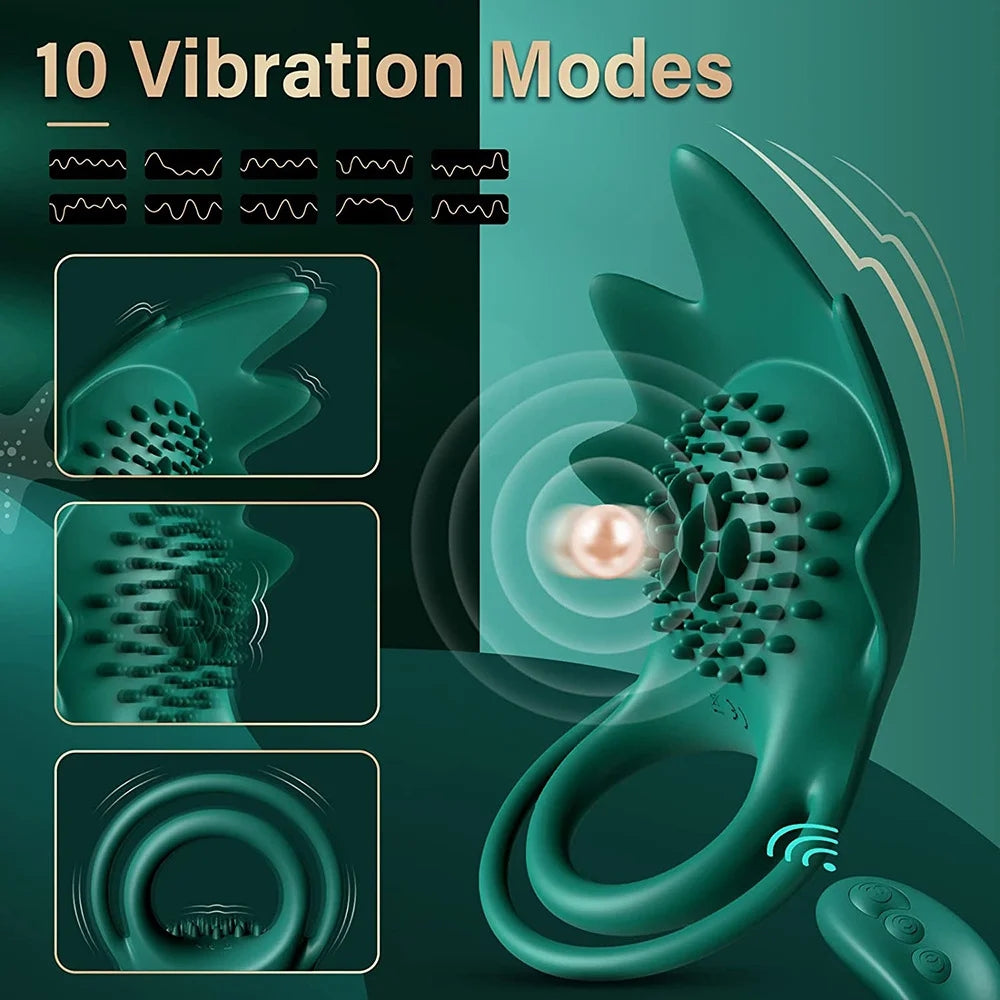 10 Frequency Vibrating Cock Ring Sex Toy For Couples