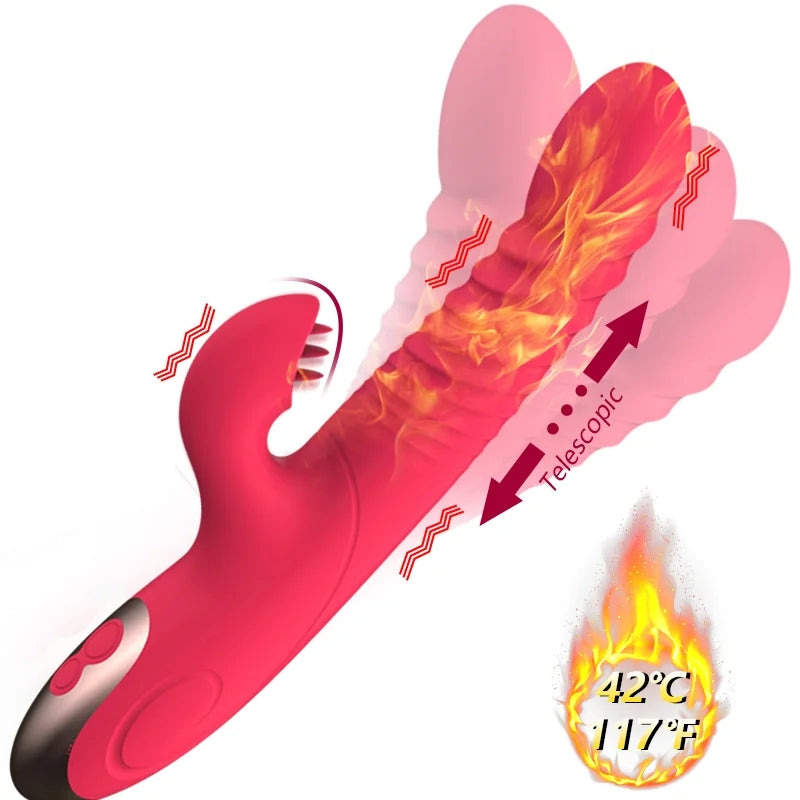 Heating Dildo Vibrator 10 Modes G Spot Vagina Massager