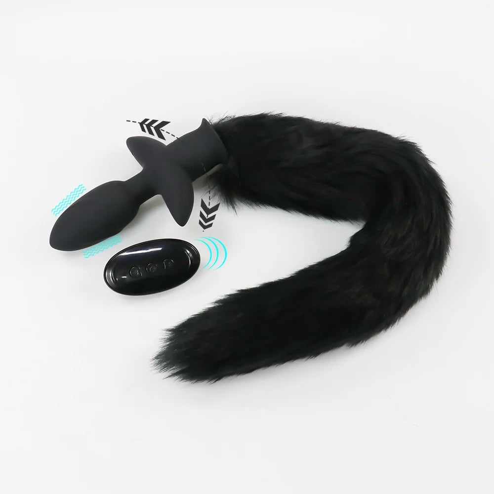 Wireless Remote Control Fox Tail Vibration Anal Plug