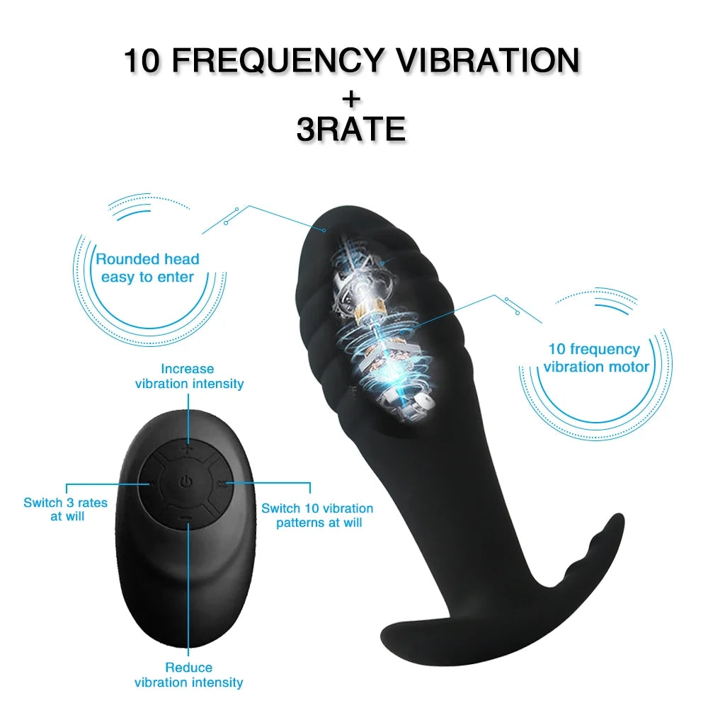 10 Speed Wireless Remote Anal Plug Dildo Vibrator Prostate Massager