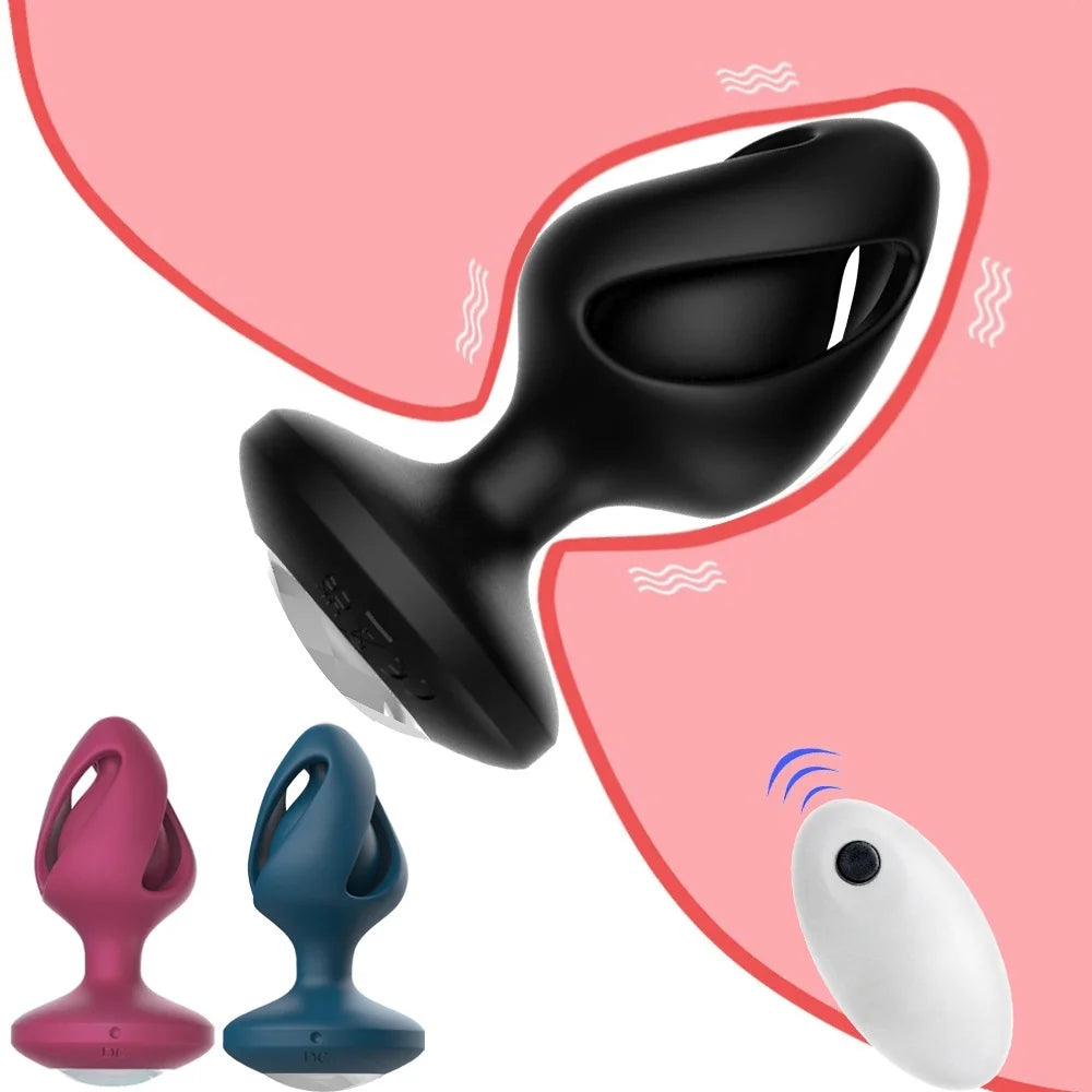 Hollow 10 Band Silicone Anal Plug With Remote Control