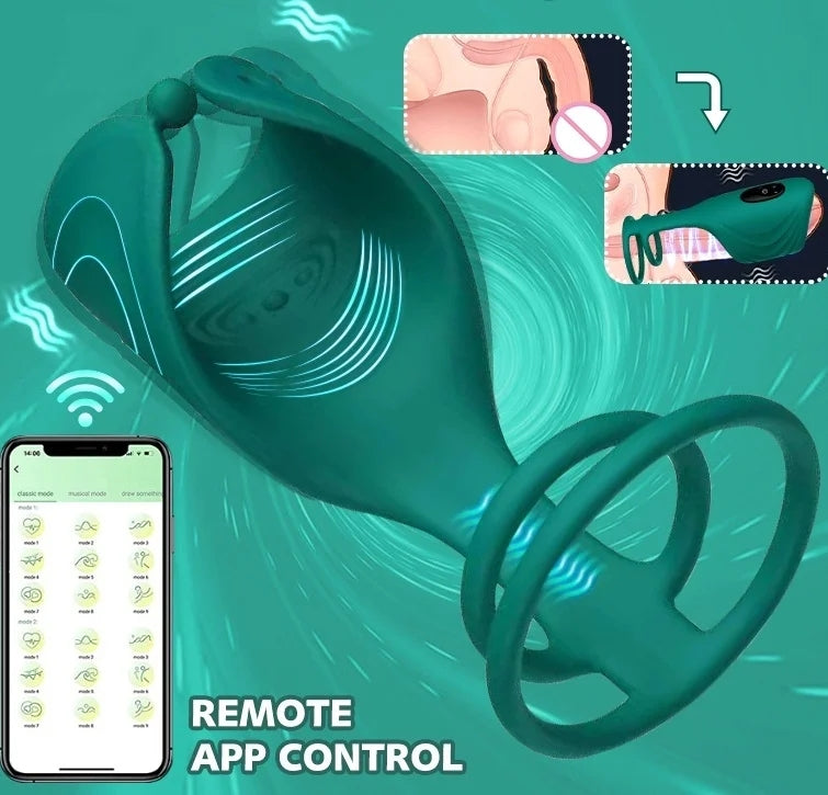 App Remote Control Vibrating Glans Trainer With Double Loops