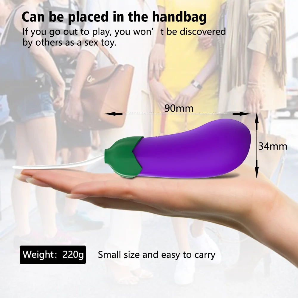 Wireless Remote Control Warming Eggplant Vibrator