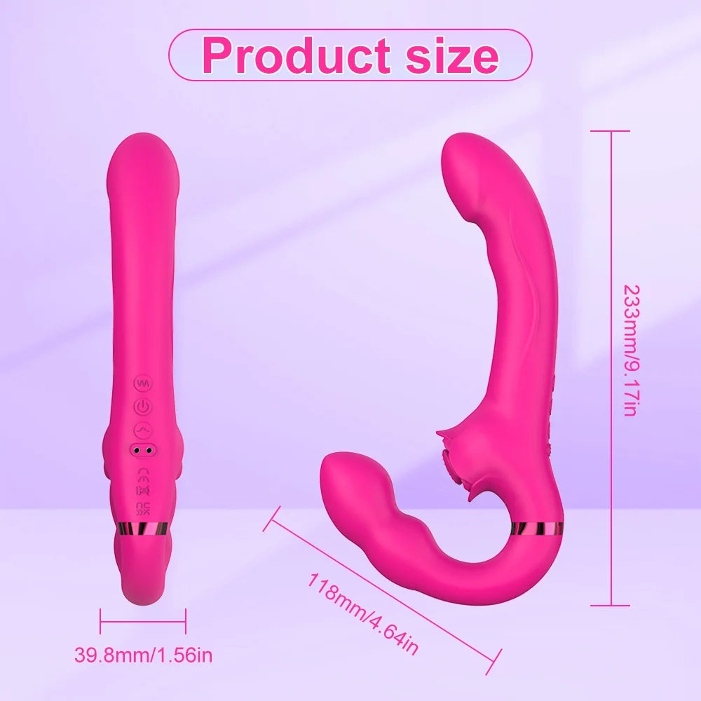 3-in-1 Rose Clit Stimulator Dual Motor Shock Panty Vibrator