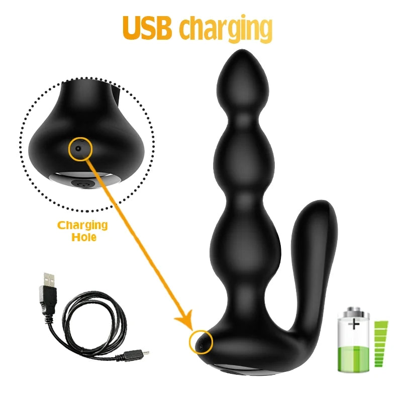 Wireless Remote Control Dual-vibrating Anal Beads For Women & Men