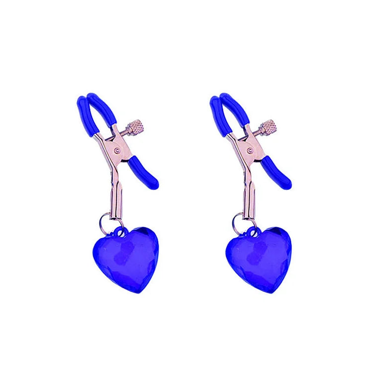 1 Pair Heart Shaped Crystal Pendant Nipple Clips