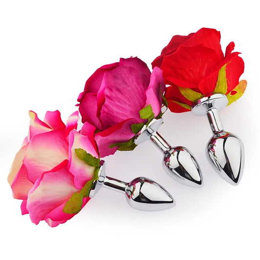 Silk Flowers Aluminum Alloy Butt Plug