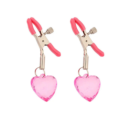 1 Pair Heart Shaped Crystal Pendant Nipple Clips