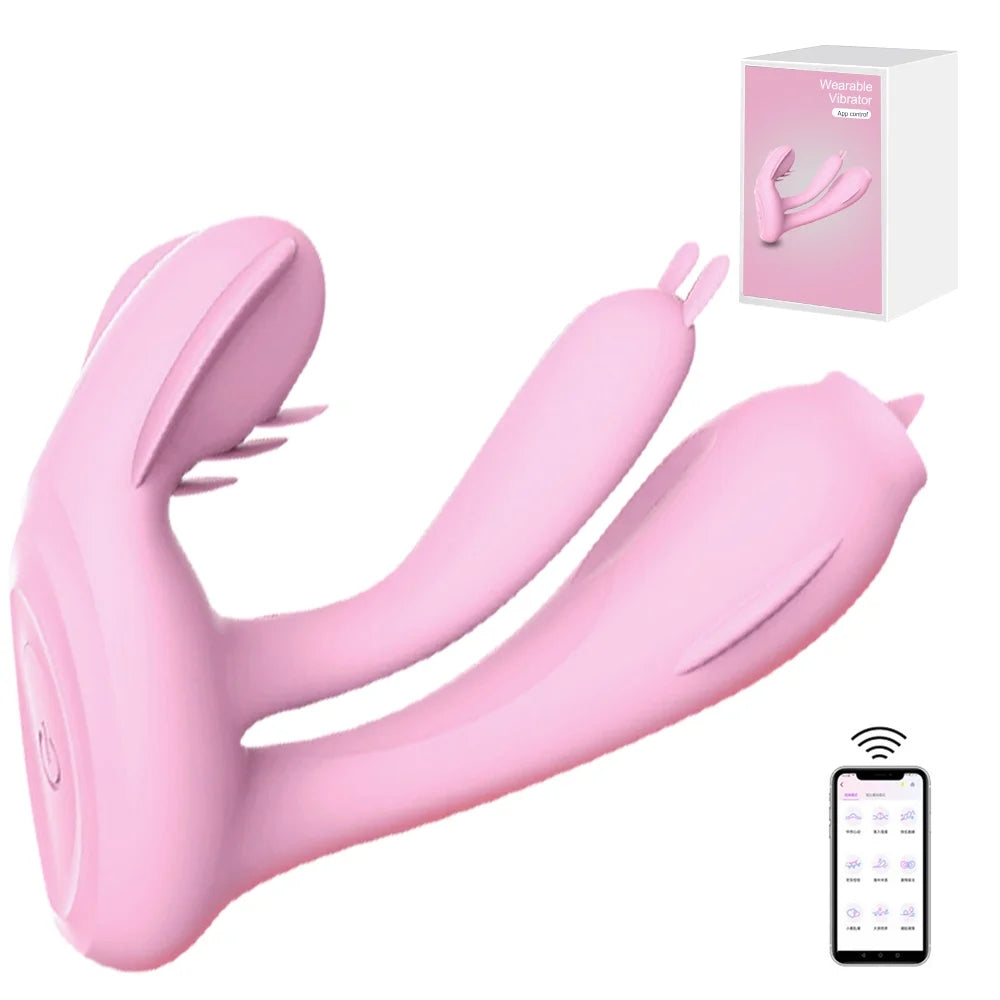 App Remote Dildo Vibrator G Spot Tongue Licking Orgasm Masturbator