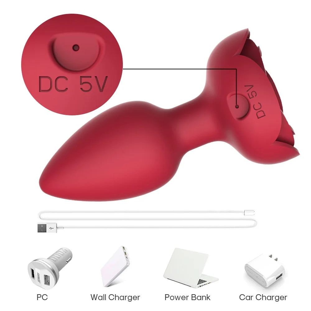 Flash Wireless Remote Control Vibration Rose Anal Plug