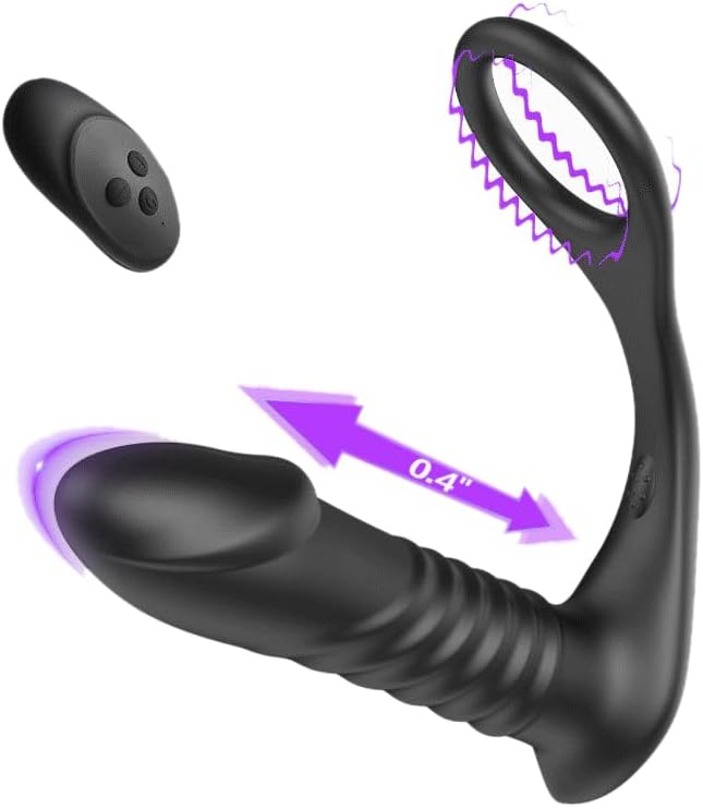 Remote Control 10 Vibration Prostate Stimulator Anal Vibrator with Cock-Ring